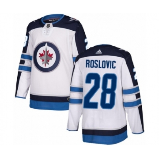 Men's Adidas Winnipeg Jets #28 Jack Roslovic Authentic White Away NHL Jersey - Ujersey