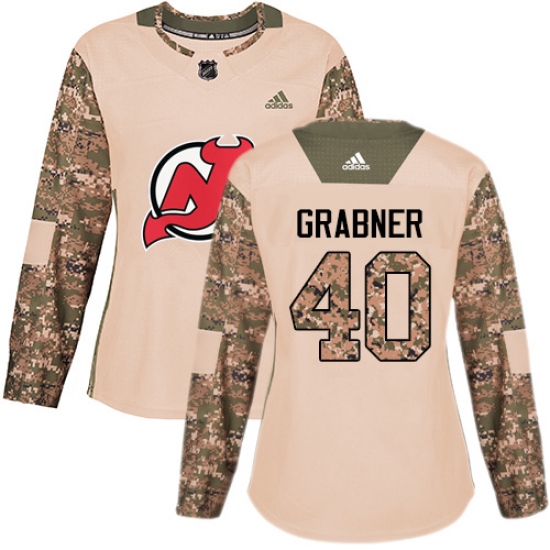 Women's Adidas New Jersey Devils #40 Michael Grabner Authentic Camo Veterans Day Practice NHL Jersey - Ujersey