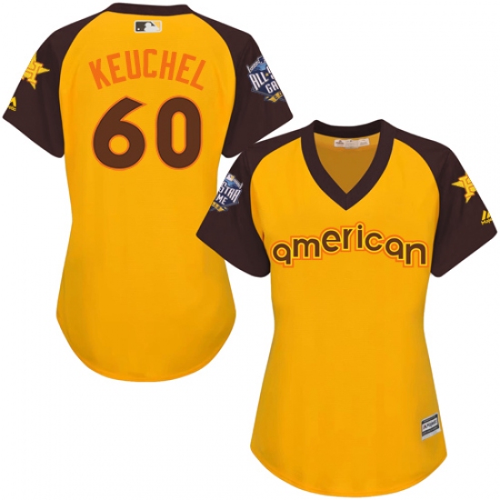 Women's Majestic Houston Astros #60 Dallas Keuchel Authentic Yellow 2016 All-Star American League BP Cool Base MLB Jersey - Ujersey