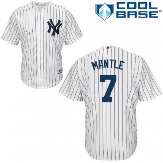 Youth Majestic New York Yankees #7 Mickey Mantle Replica White Home MLB Jersey - Ujersey