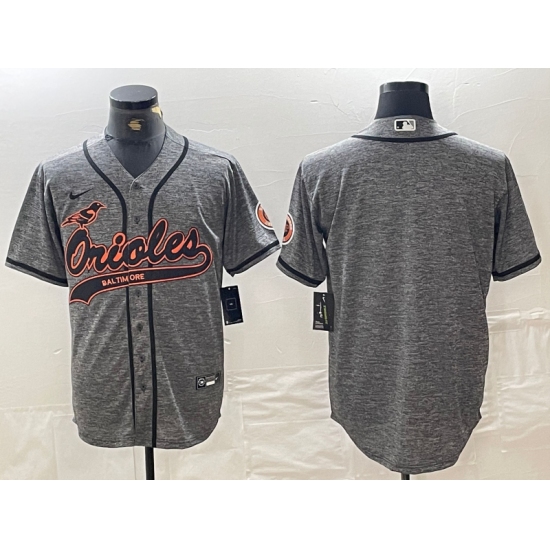 Men's Baltimore Orioles Blank Grey Gridiron Cool Base Stitched Baseball Jersey - Ujersey