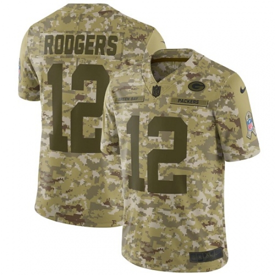 Youth Nike Green Bay Packers #12 Aaron Rodgers Limited Camo 2018 Salute to Service NFL Jersey - Ujersey