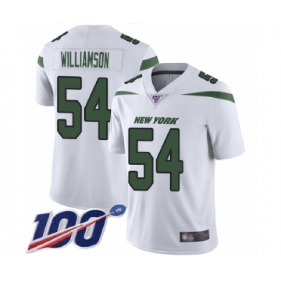Men's New York Jets #54 Avery Williamson White Vapor Untouchable Limited Player 100th Season Football Jersey - Ujersey