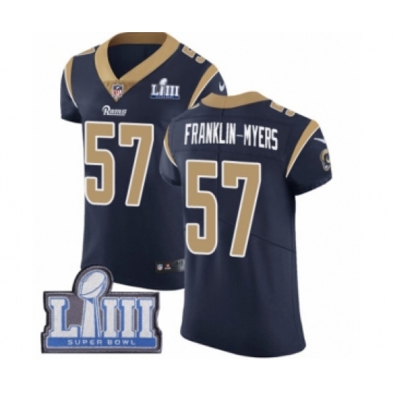 Men's Nike Los Angeles Rams #57 John Franklin-Myers Navy Blue Team Color Vapor Untouchable Elite Player Super Bowl LIII Bound NFL Jersey - Ujersey