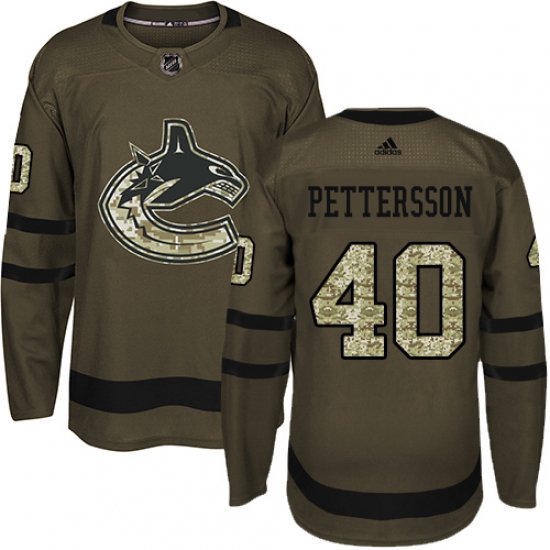 Men's Adidas Vancouver Canucks #40 Elias Pettersson Green Salute to Service Stitched NHL Jersey - Ujersey