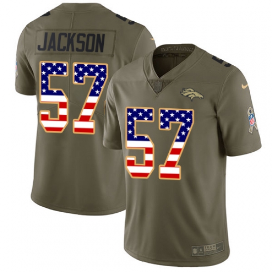 Youth Nike Denver Broncos #57 Tom Jackson Limited Olive/USA Flag 2017 Salute to Service NFL Jersey - Ujersey
