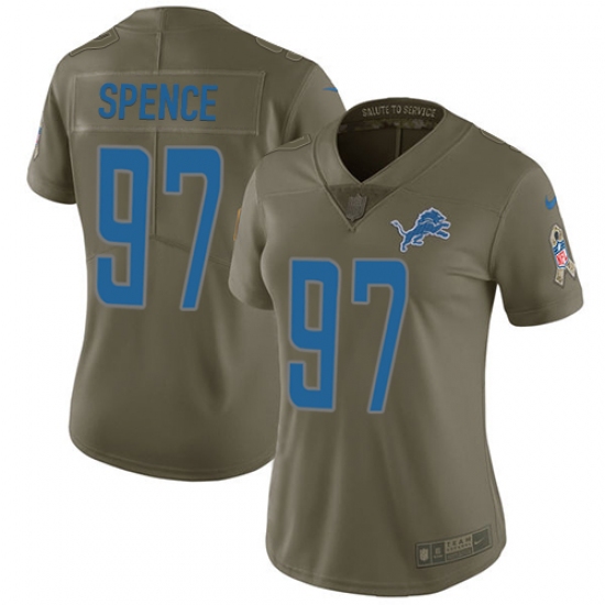 Women's Nike Detroit Lions #97 Akeem Spence Limited Olive 2017 Salute to Service NFL Jersey - Ujersey
