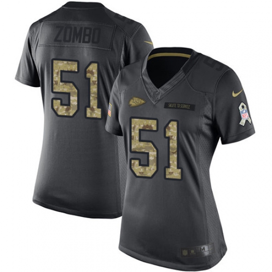 Women's Nike Kansas City Chiefs #51 Frank Zombo Limited Black 2016 Salute to Service NFL Jersey - Ujersey