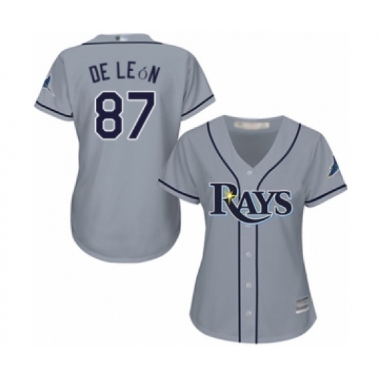 Women's Tampa Bay Rays #87 Jose De Leon Authentic Grey Road Cool Base Baseball Player Jersey - Ujersey