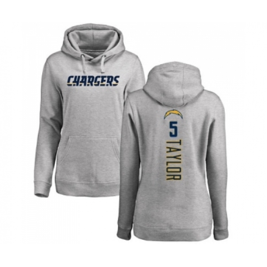 Football Women's Los Angeles Chargers #5 Tyrod Taylor Ash Backer Pullover Hoodie - Ujersey