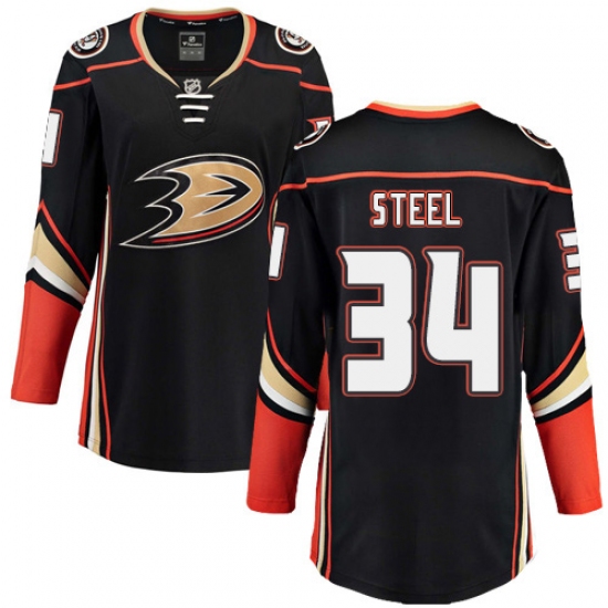 Women's Anaheim Ducks #34 Sam Steel Fanatics Branded Black Home Breakaway NHL Jersey - Ujersey