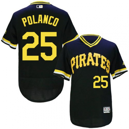 Men's Majestic Pittsburgh Pirates #25 Gregory Polanco Black Flexbase Authentic Collection Cooperstown MLB Jersey - Ujersey