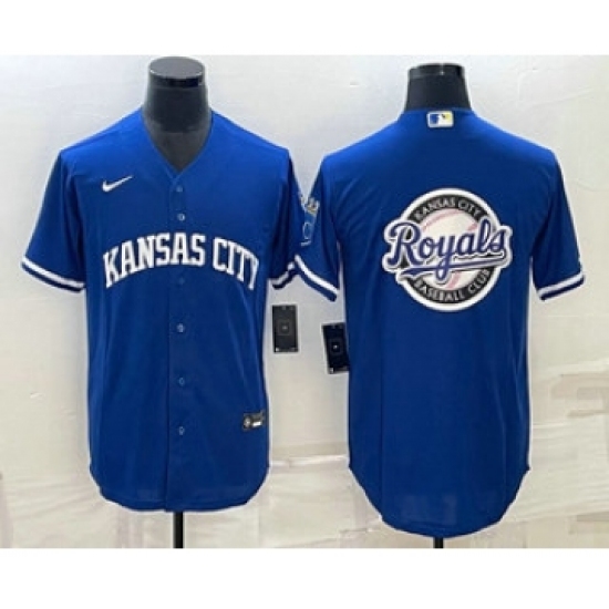 Men's Kansas City Royals Big Logo Blue 2022 City Connect Cool Base Stitched Jerseys - Ujersey