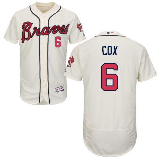 Men's Majestic Atlanta Braves #6 Bobby Cox Cream Alternate Flex Base Authentic Collection MLB Jersey - Ujersey