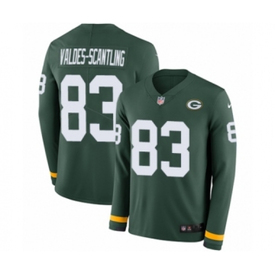 Youth Nike Green Bay Packers #83 Marquez Valdes-Scantling Limited Green Therma Long Sleeve NFL Jersey - Ujersey