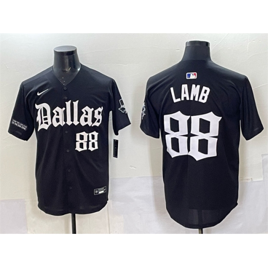 Men's Dallas Cowboys #88 CeeDee Lamb Black 'Gothic Lone Star Edition' Limited Stitched Baseball Jersey - Ujersey