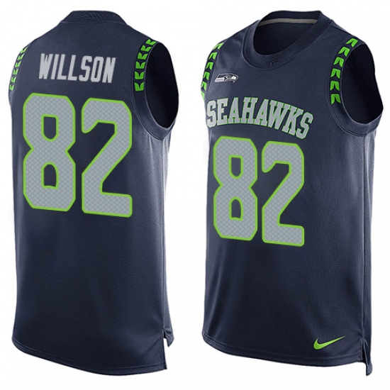 Men's Nike Seattle Seahawks #82 Luke Willson Limited Steel Blue Player Name & Number Tank Top NFL Jersey - Ujersey