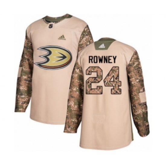 Men's Adidas Anaheim Ducks #24 Carter Rowney Authentic Camo Veterans Day Practice NHL Jersey - Ujersey