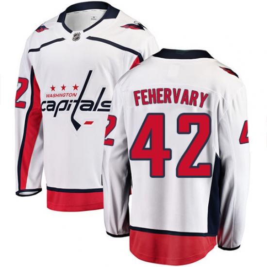 Men's Washington Capitals #42 Martin Fehervary Fanatics Branded White Away Breakaway NHL Jersey - Ujersey