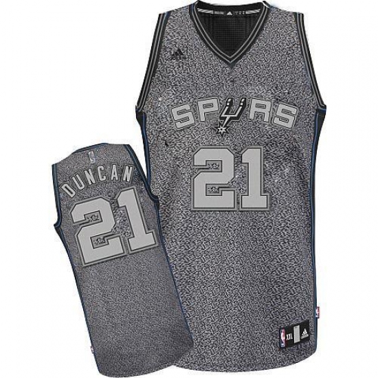 Men's Adidas San Antonio Spurs #21 Tim Duncan Swingman Grey Static Fashion NBA Jersey - Ujersey