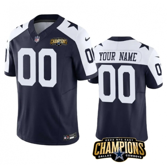 Men's Dallas Cowboys Active Player Custom Navy White 2023 F.U.S.E. NFC East Champions Patch Football Stitched Jersey - Ujersey
