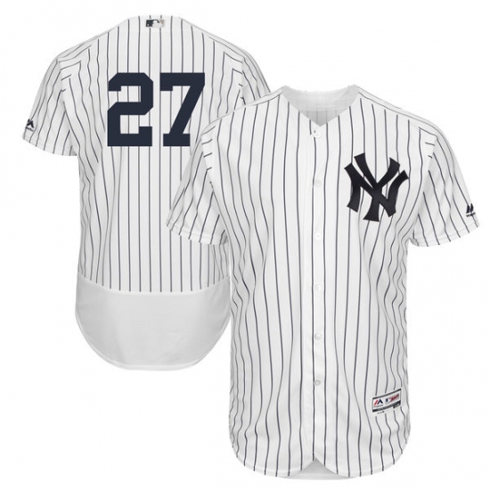 Men's Majestic New York Yankees #27 Giancarlo Stanton White/Navy Flexbase Authentic Collection MLB Jersey - Ujersey