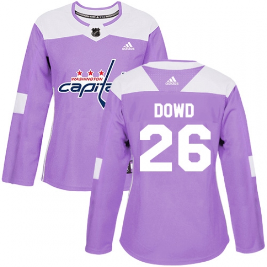 Women's Adidas Washington Capitals #26 Nic Dowd Authentic Purple Fights Cancer Practice NHL Jersey