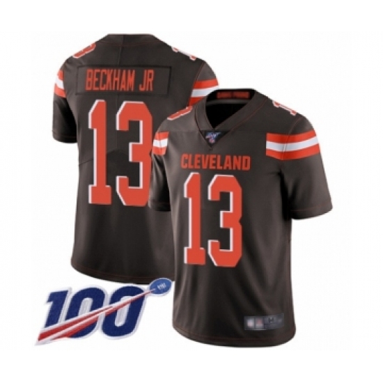 Men's Cleveland Browns #13 Odell Beckham Jr. 100th Season Brown Team Color Vapor Untouchable Limited Player Football Jersey - Ujersey