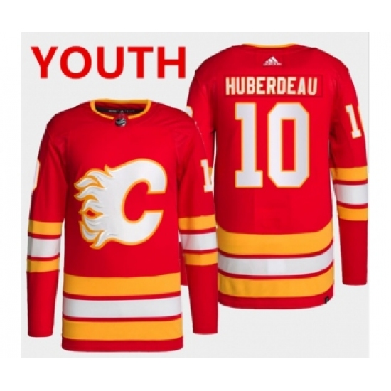Youth Calgary Flames #10 Jonathan Huberdeau Red Stitched Jersey - Ujersey