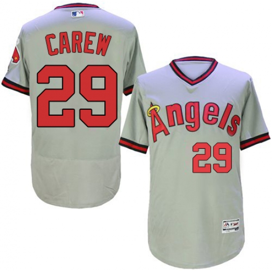 Men's Majestic Los Angeles Angels of Anaheim #29 Rod Carew Grey Flexbase Authentic Collection Cooperstown MLB Jersey - Ujersey