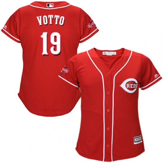 Women's Majestic Cincinnati Reds #19 Joey Votto Replica Red Alternate Cool Base MLB Jersey - Ujersey