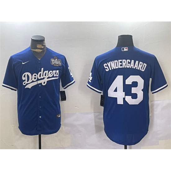 Men's Los Angeles Dodgers #43 Noah Syndergaard Royal 2024 World Series Cool Base Stitched Baseball Jersey - Ujersey