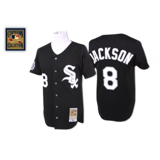 Men's Mitchell and Ness Chicago White Sox #8 Bo Jackson Authentic Black Throwback MLB Jersey