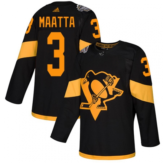 Youth Adidas Pittsburgh Penguins #3 Olli Maatta Black Authentic 2019 Stadium Series Stitched NHL Jersey - Ujersey