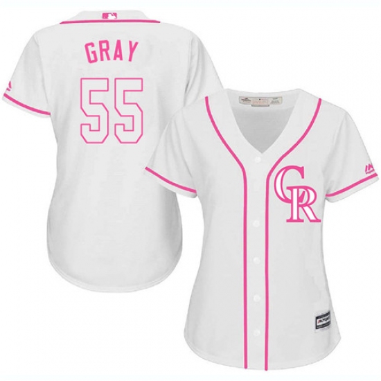Women's Majestic Colorado Rockies #55 Jon Gray Authentic White Fashion Cool Base MLB Jersey - Ujersey