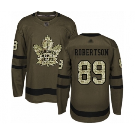 Men's Toronto Maple Leafs #89 Nicholas Robertson Authentic Green Salute to Service Hockey Jersey - Ujersey