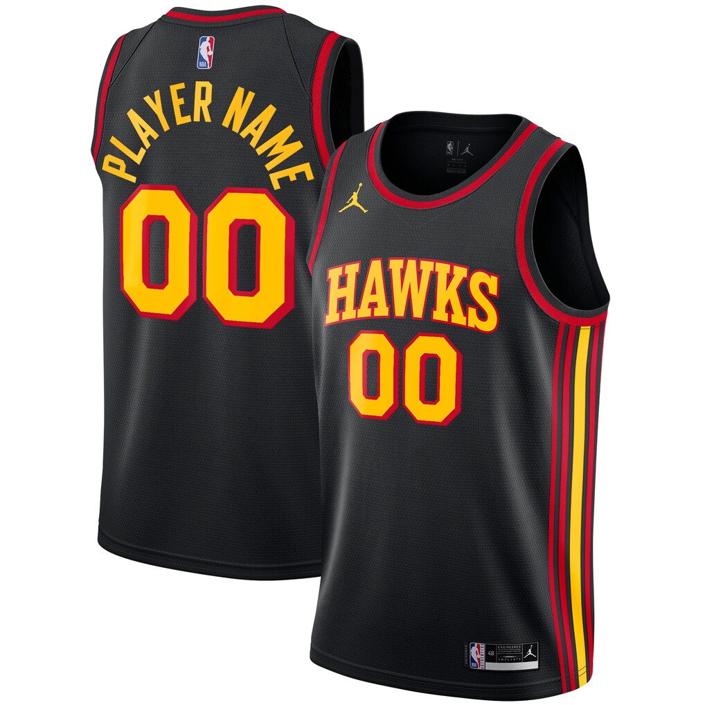 Men's Atlanta Hawks Jordan Brand Black Swingman Custom Jersey - Statement Edition - U-jersey