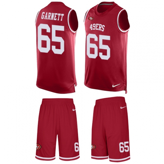 Men's Nike San Francisco 49ers #65 Joshua Garnett Limited Red Tank Top Suit NFL Jersey - Ujersey
