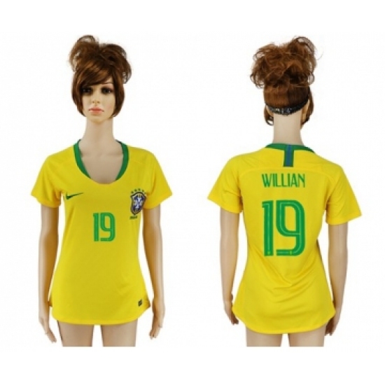 Women's Brazil #19 Willian Home Soccer Country Jersey