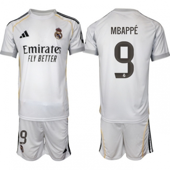 Men Real Madrid 2026 Soccer Jerseys White #9 MBAPPE