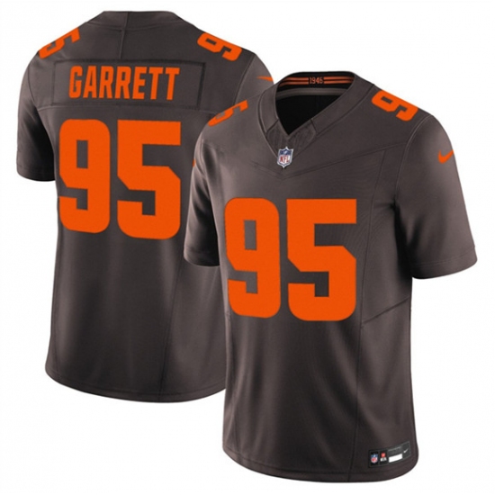 Men's Cleveland Browns #95 Myles Garrett Brown 2025 F.U.S.E. Alpha Dawg Limited Football Stitched Jersey - Ujersey