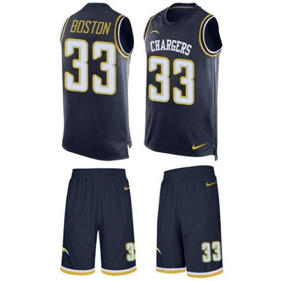 Men's Nike Los Angeles Chargers #33 Tre Boston Limited Navy Blue Tank Top Suit NFL Jersey - Ujersey