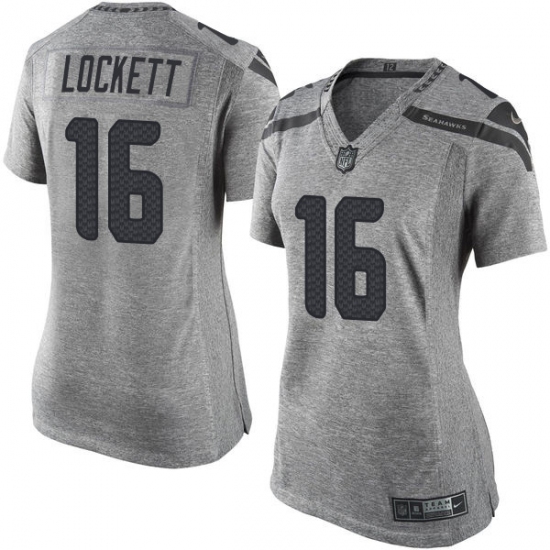 Women's Nike Seattle Seahawks #16 Tyler Lockett Limited Gray Gridiron NFL Jersey - Ujersey