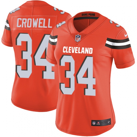 Women's Nike Cleveland Browns #34 Isaiah Crowell Orange Alternate Vapor Untouchable Limited Player NFL Jersey - Ujersey