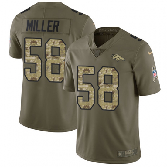 Youth Nike Denver Broncos #58 Von Miller Limited Olive/Camo 2017 Salute to Service NFL Jersey - Ujersey