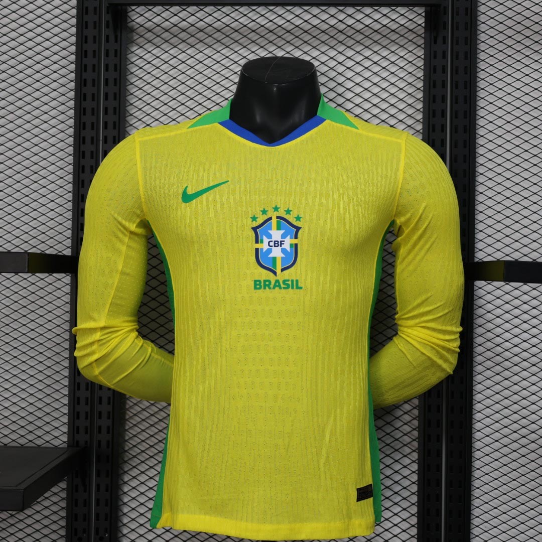 Brazil Soccer Jersey Home Long Sleeve Shirt 2025 - Ujersey NHL