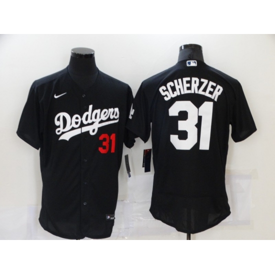 Men's Los Angeles Dodgers #31 Max Scherzer Black Elite Nike Jersey - Ujersey