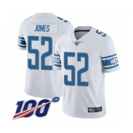 Men's Detroit Lions #52 Christian Jones White Vapor Untouchable Limited Player 100th Season Football Jersey - Ujersey