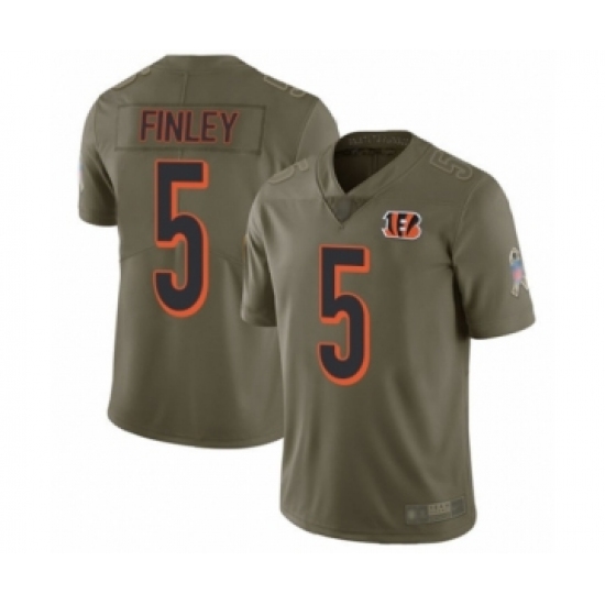 Men's Cincinnati Bengals #5 Ryan Finley Limited Olive 2017 Salute to Service Football Jersey - Ujersey