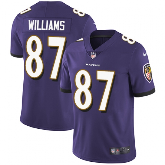 Men's Nike Baltimore Ravens #87 Maxx Williams Purple Team Color Vapor Untouchable Limited Player NFL Jersey - Ujersey